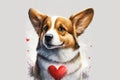 Happy dog Ã¢â¬â¹Ã¢â¬â¹with a heart, watercolor style. AI generative